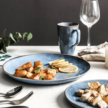 High-End Ocean Blue Ceramic Dinner Set