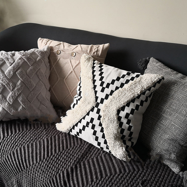 Mid-vintage Tassel Cushion Cover Bedside Knitted Cushion