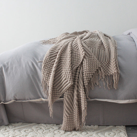 Knitted Tassel Sofa Blanket