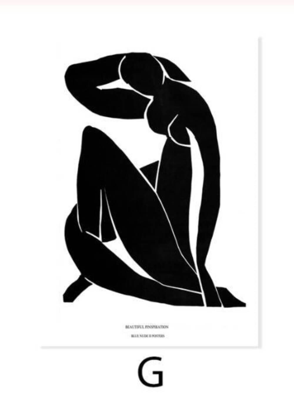 A black modern abstract Scandinavian art painting poster of a women - poster G