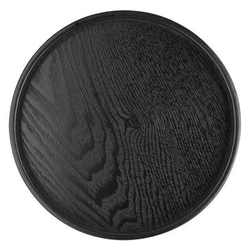 Round Wooden Black Lacquer Tray