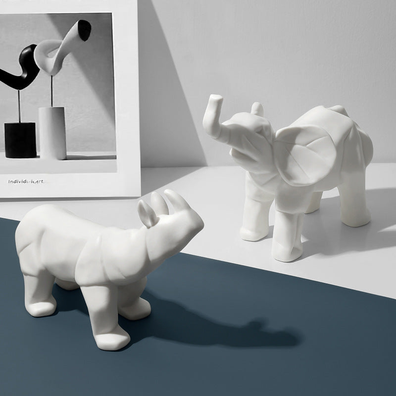 Nordic Modern Elephant and Rhinoceros Animal Ornaments